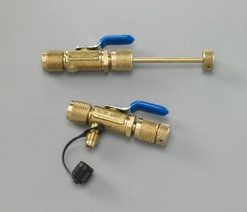 JIFETOR 6PCS Refrigerant and Vacuum Pump Adapters Kit 1/4 Male Flare to 1/2 Female SAE and 1/2 Male Flare to 1/4 Female SAE Vacuum Pump Connectors 1/4 AC Angled Compact Ball Valve 