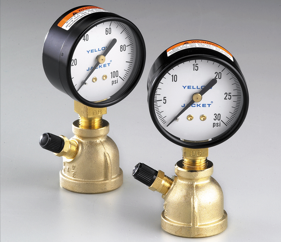 2" Gas Pipe Pressure Test Gauge (1/2", 3/4" and 1" pipe)