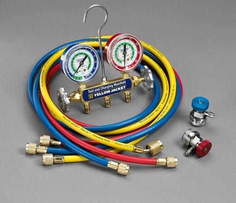 YELLOW JACKET 22983 Manifold Hose Set,36 In,Red,Yellow,Blue 