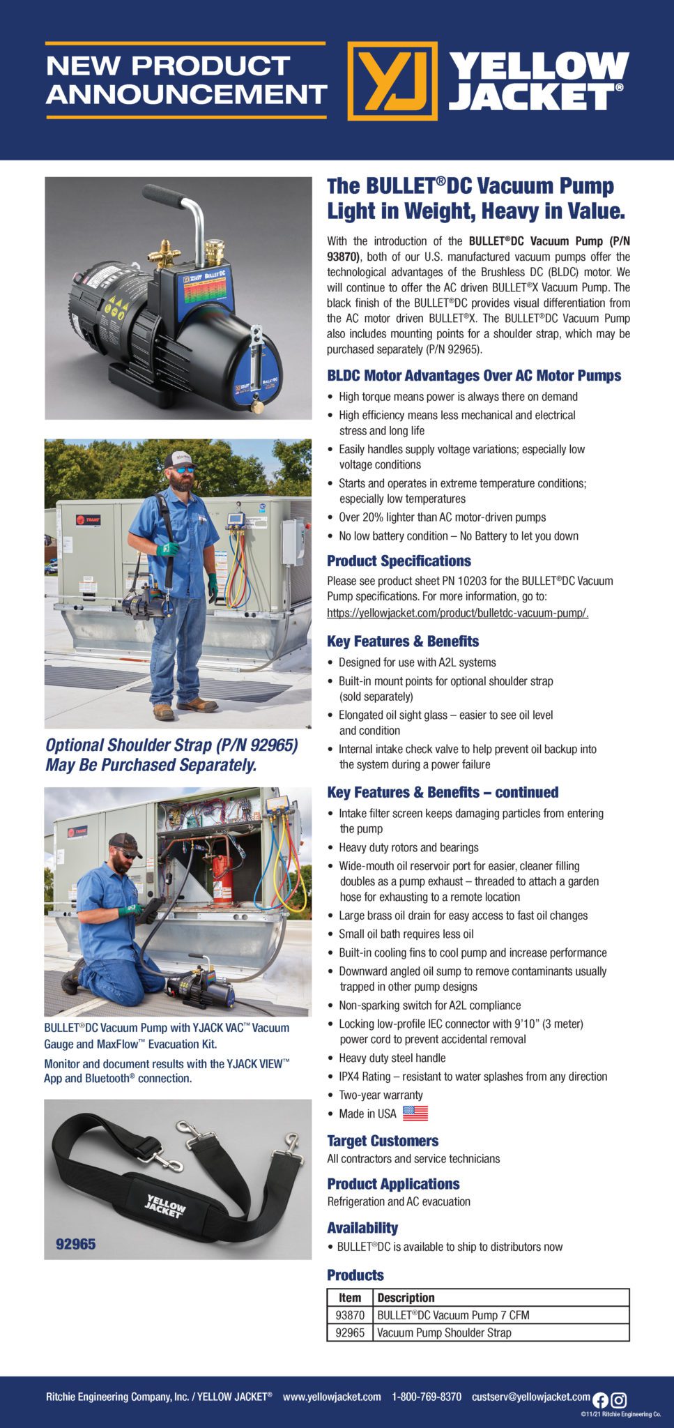 New Product Announcement BULLET DC Vacuum Pump Yellow Jacket